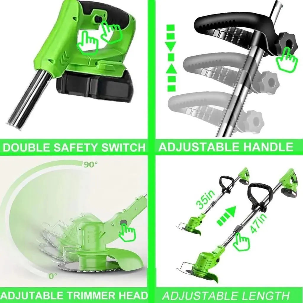 Mobiustream 21V 3-in-1 Akku-Rasentrimmer RT-2199 – 2 Akkus, Grün – Produktdetail 5