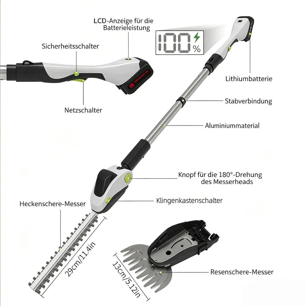 Mobiustream 3-in-1 Akku-Heckenschere HS-9375 – 2 Akkus – Produktdetail 9