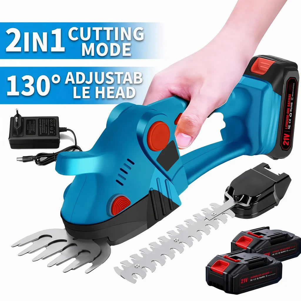 Mobiustream 21V 2-in-1 Akku-Heckenschere HS-6254 – Blau – Produktansicht