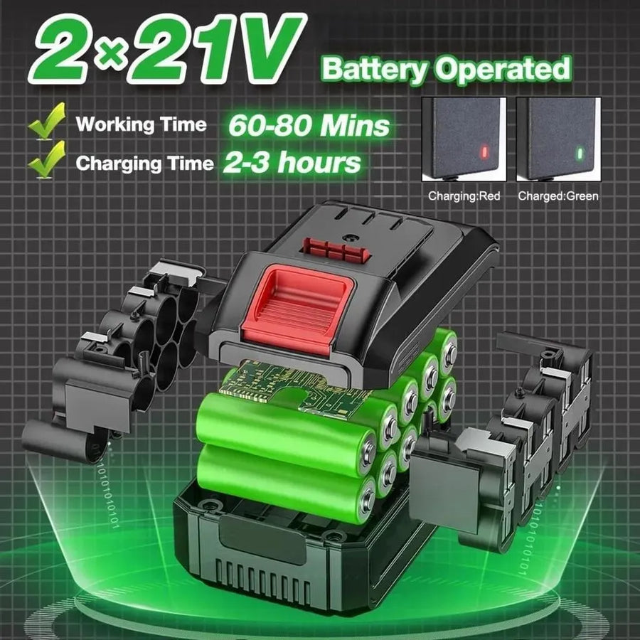Mobiustream 21V 3-in-1 Akku-Rasentrimmer RT-2175 – 2 Akkus, Grün – Produktdetail 4