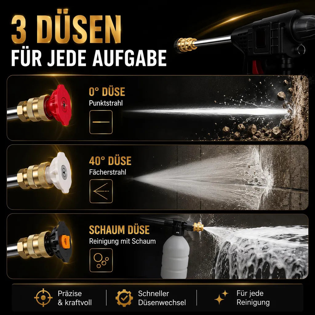 Düsen und Schaumanwendung des Waschgeräts