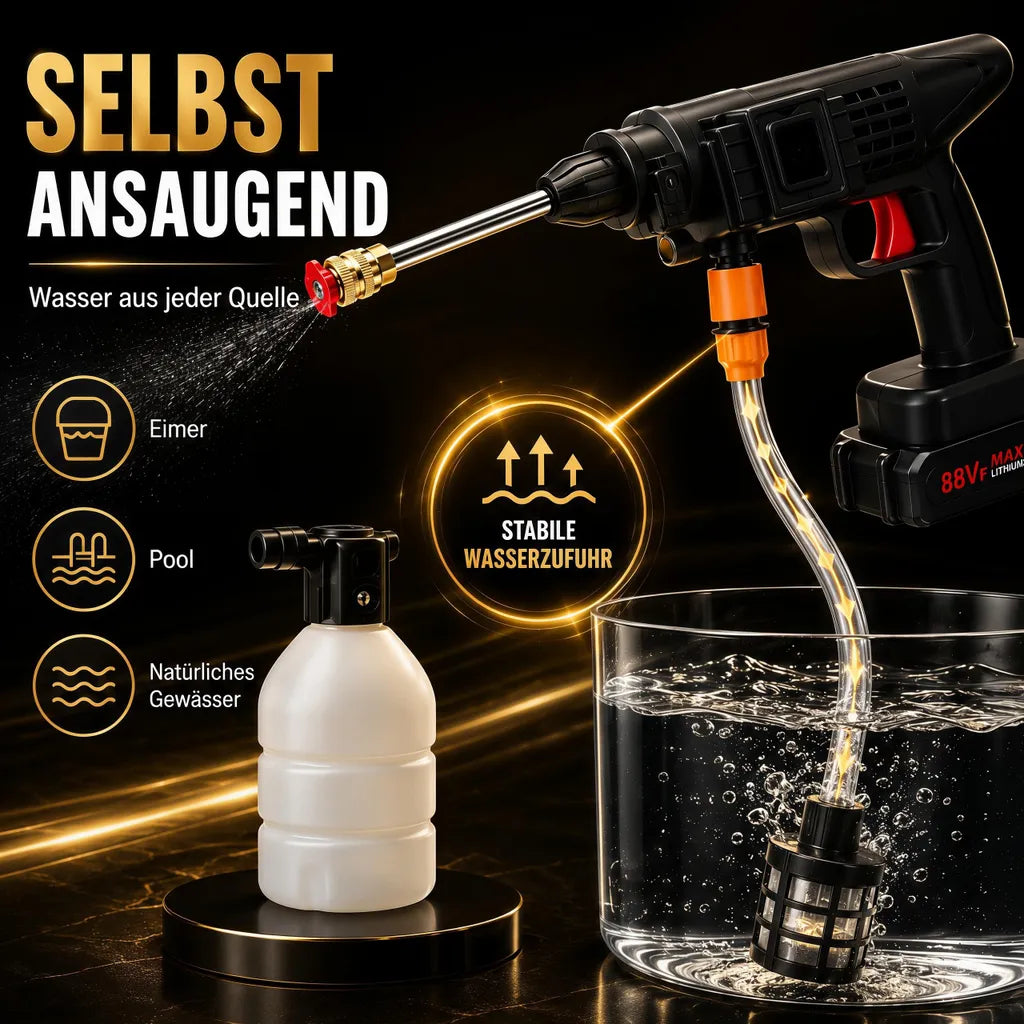 Waschgerät mit Ansaugschlauch und Filter