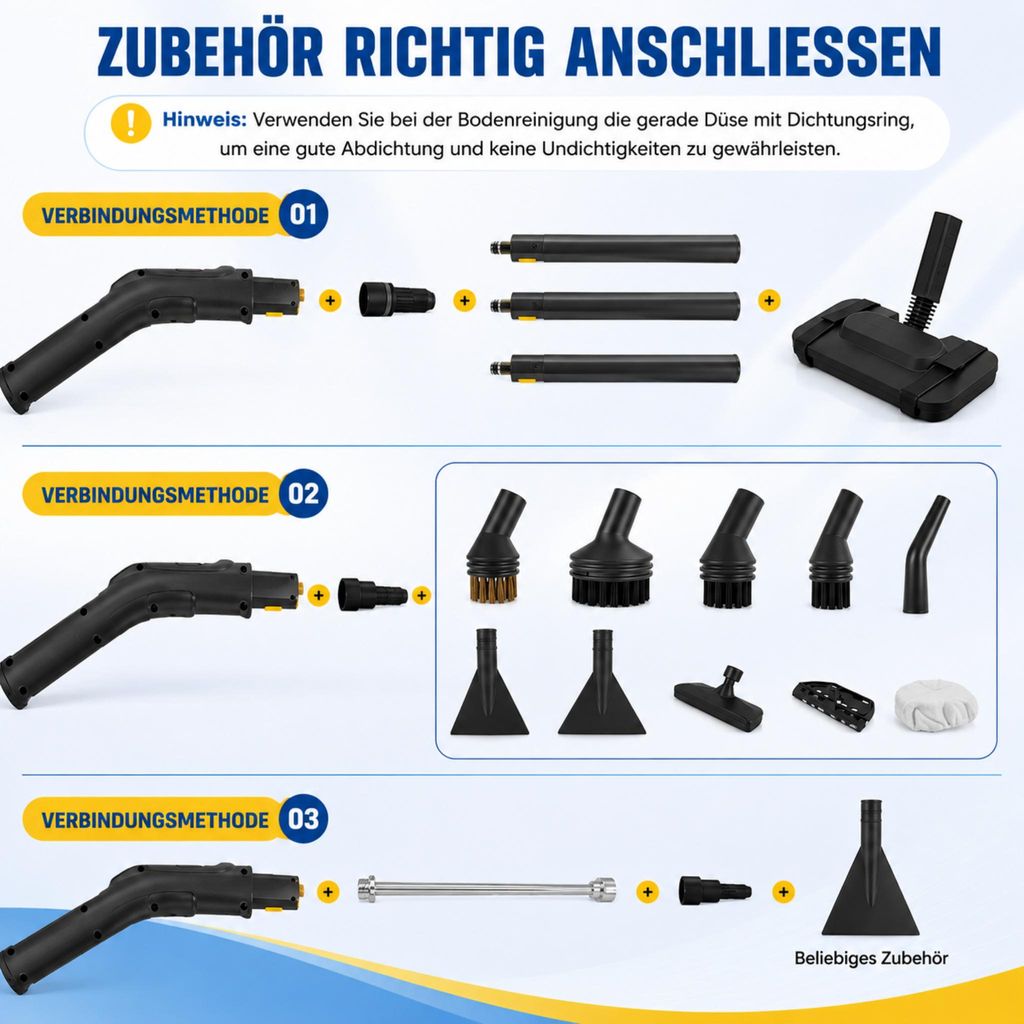 Gelber Dampfreiniger mit 1,6-Liter-Tank – Ansicht 7