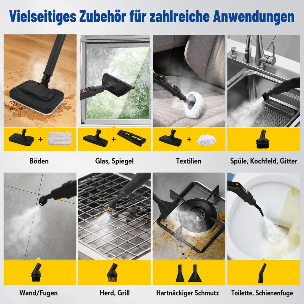 Gelber Dampfreiniger mit 1,6-Liter-Tank – Ansicht 8