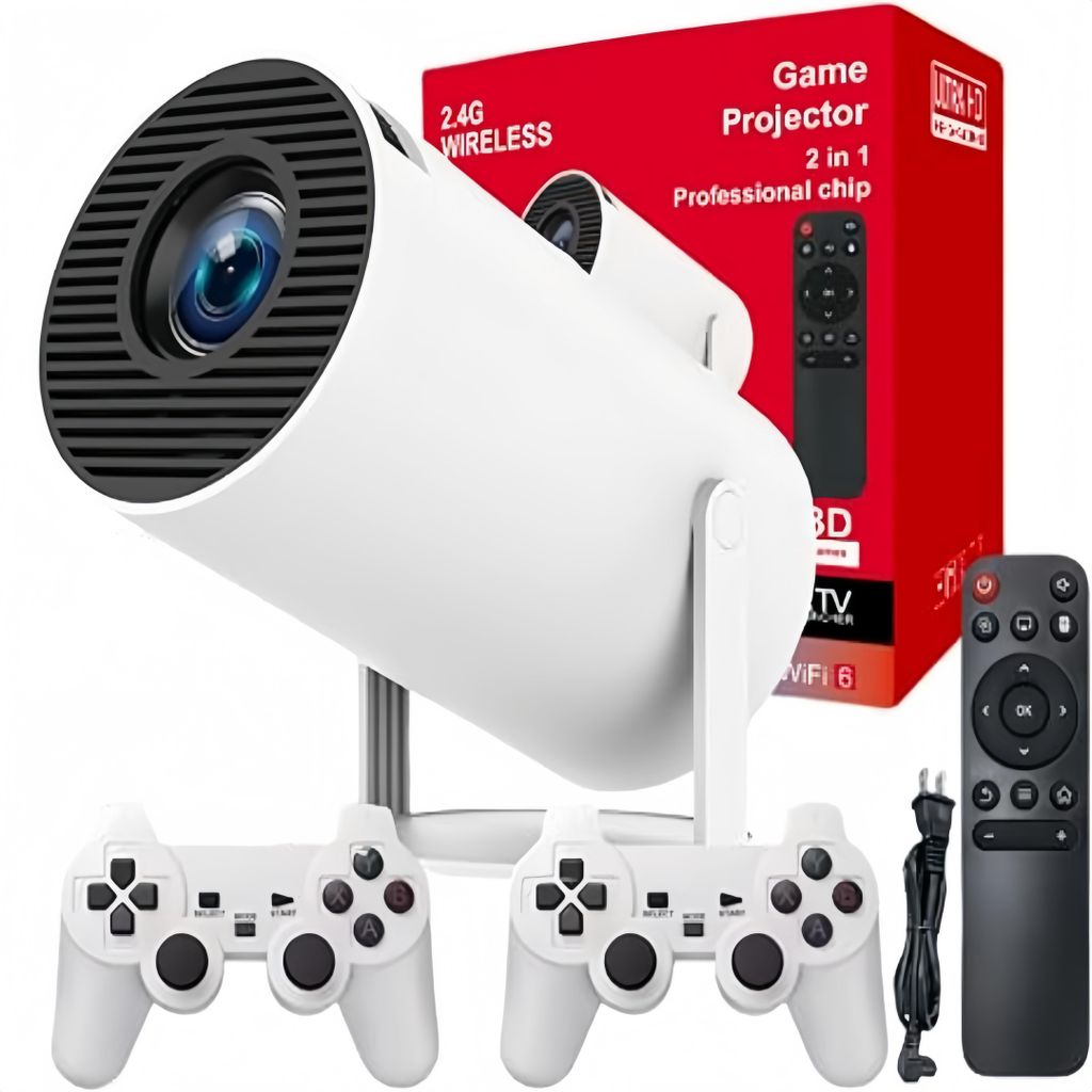 Gaming-Projektor mit zwei Controllern – Ansicht 1