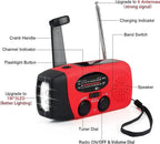 Bedienelemente des roten Kurbelradios