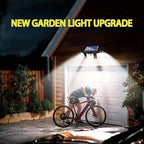 Solarleuchte über einer Garageneinfahrt bei Nacht