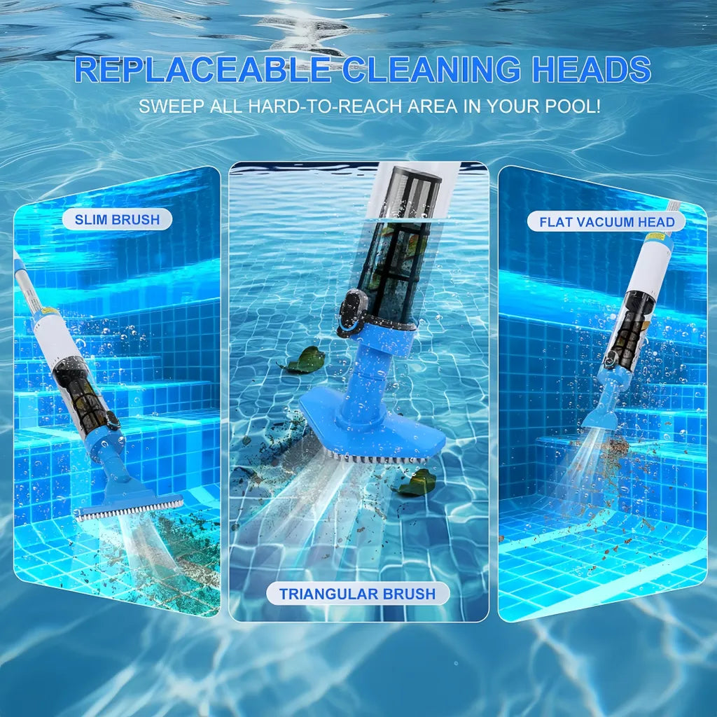 Poolreiniger mit verschiedenen Aufsatzansichten