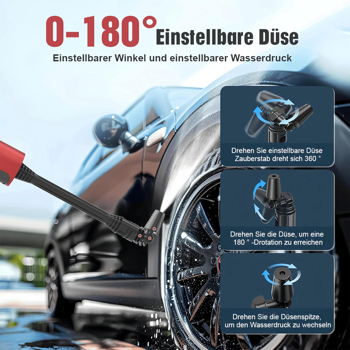 Verstellbare Sprühdüse der rot-grauen Wassersprühpistole