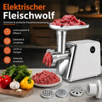 Elektrischer Fleischwolf in Weiß-Silber mit Zubehör – Produktansicht 4
