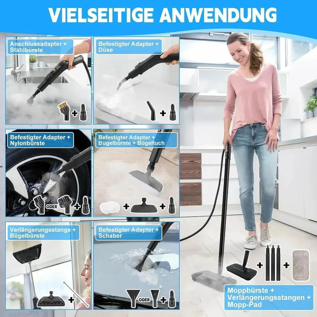 Anwendungsbeispiele mit Düsen, Bürsten und Bodendüse