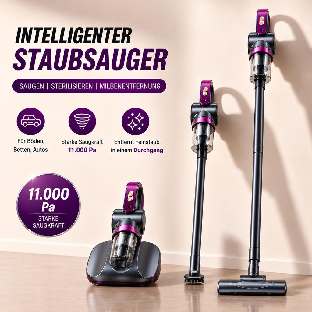 Dunkelvioletter Stiel- und Polstersauger – Ansicht 4