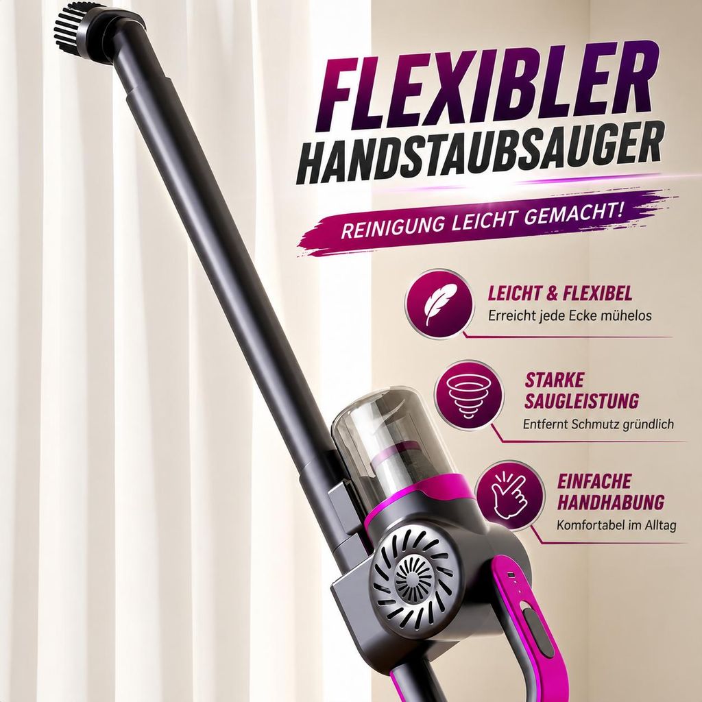 Dunkelvioletter Stiel- und Polstersauger – Ansicht 6
