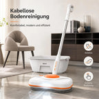 Weißer Wischmopp mit Eimer in einer Wohnraumszene