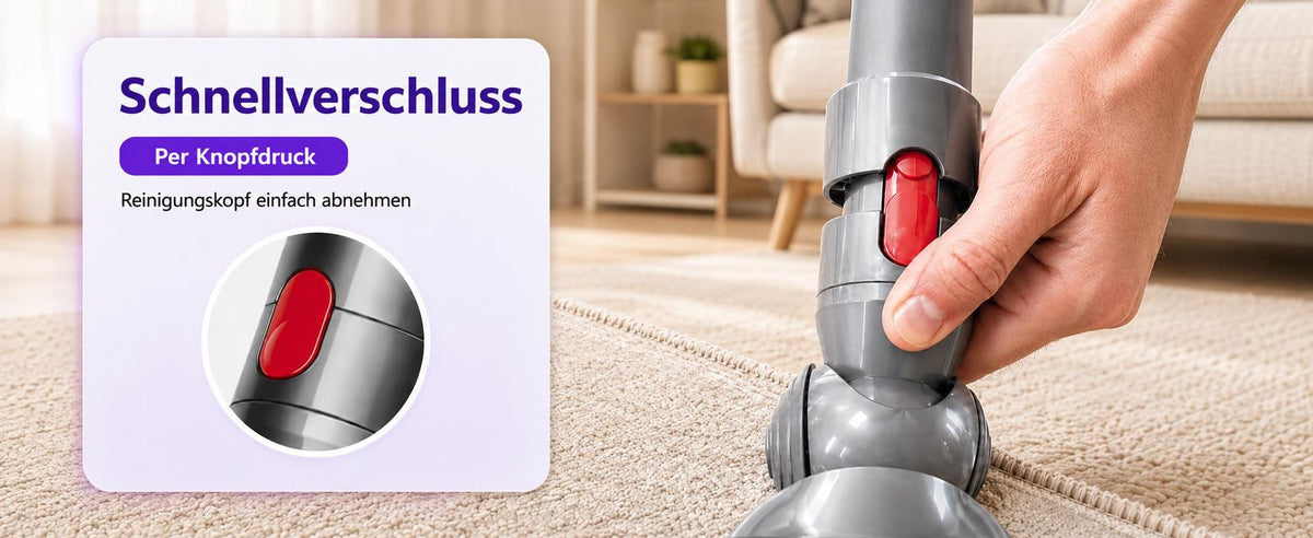 Rote Schnellentriegelung am Bürstenkopf