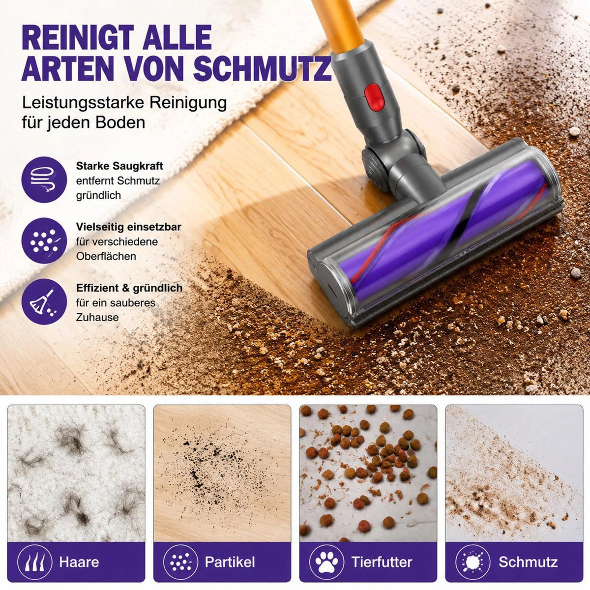 Violette Bodendüse bei der Bodenreinigung