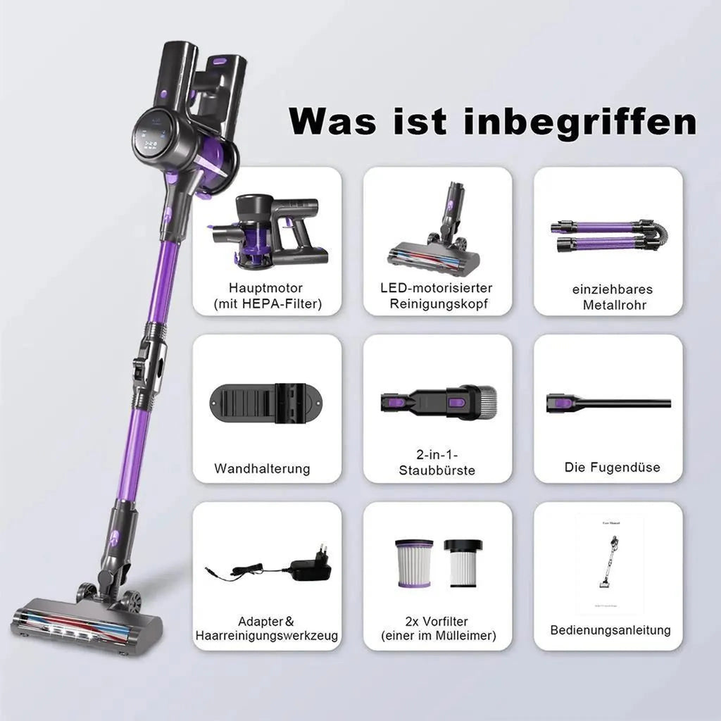 Violetter Akku-Staubsauger mit Display – Ansicht 10