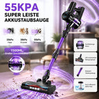 Violetter Akku-Staubsauger mit Display – Ansicht 2