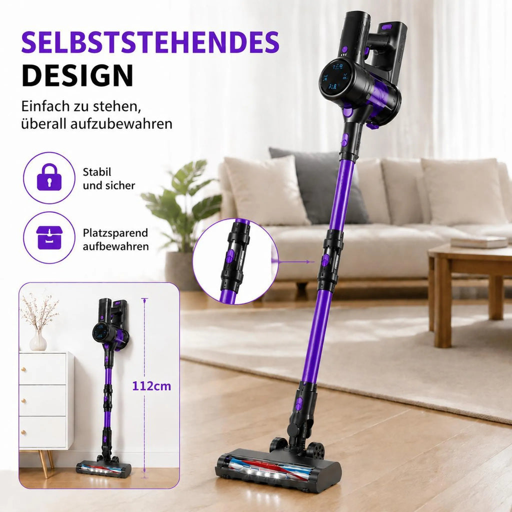 Violetter Akku-Staubsauger mit Display – Ansicht 9