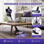 Gelenk und Bodendüse des violetten Staubsaugers