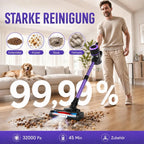 Violetter Staubsauger in einer Wohnraumszene