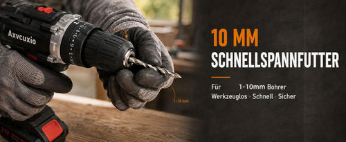 Schnellspannbohrfutter und Drehmomentring des Akku-Bohrschraubers
