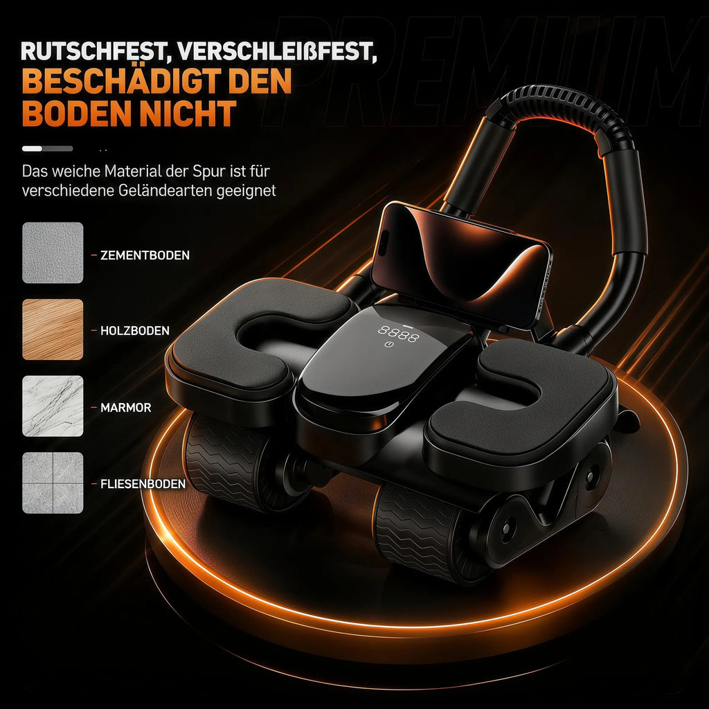 Schwarzer Bauchroller mit Display – Produktdetail 7; abgebildetes Smartphone nicht enthalten