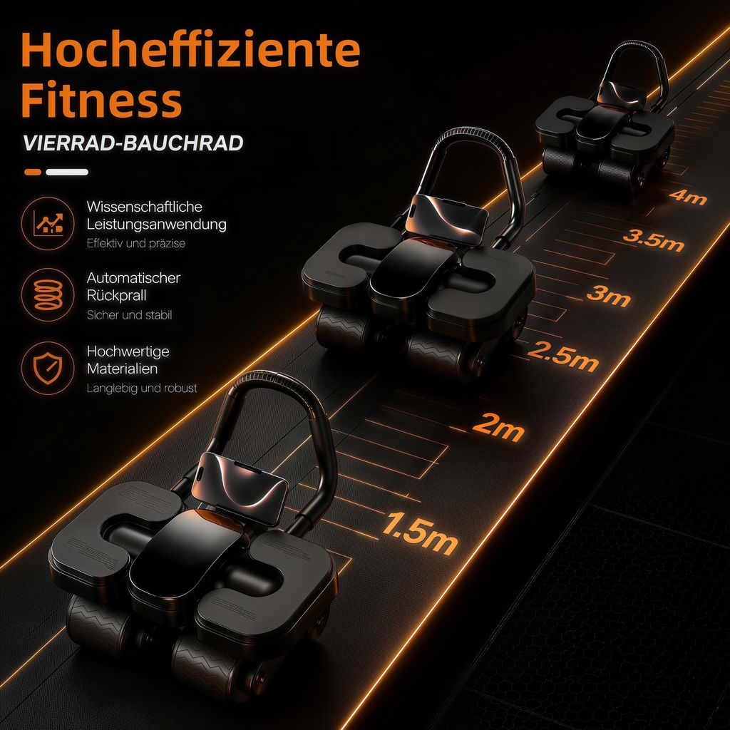 Schwarzer Vier-Rad-Bauchroller ohne Display – Ansicht 3; Smartphone nicht enthalten