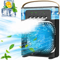 Schwarzer Nebelventilator mit Trageschlaufe und oben angeordnetem Wassertank