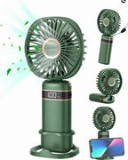 Grüner faltbarer Handventilator mit Displayband und Standfuß