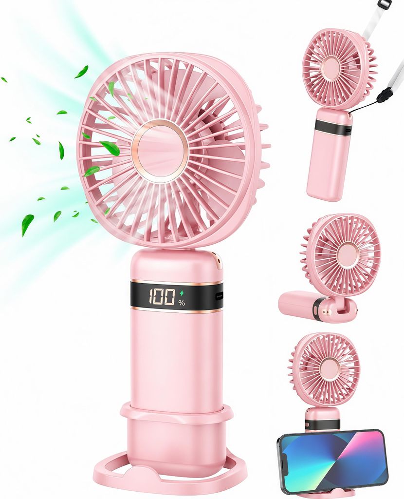 Rosafarbener faltbarer Handventilator