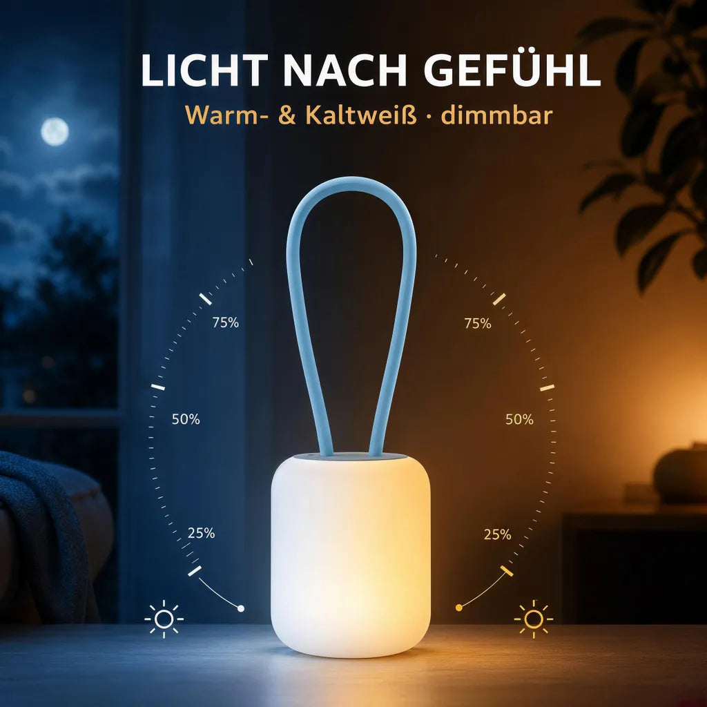Blaue Leuchte mit warmem und kühlem Licht