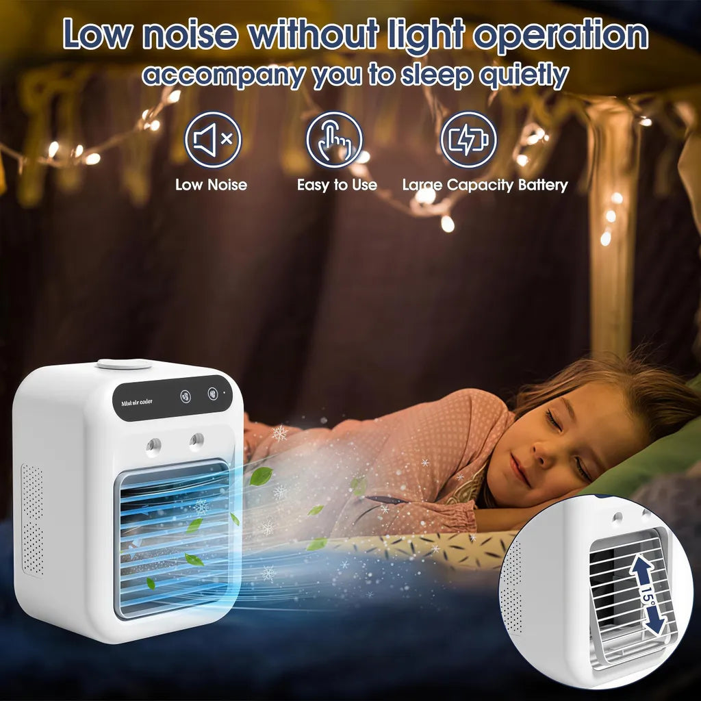 Weißer Tischventilator in einer Schlafzimmer-Anwendungsszene